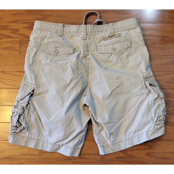 U.S. Polo Assn. Men's Cargo Shorts Size 38 Tan Flat Front Khaki Tan - Picture 2 of 13